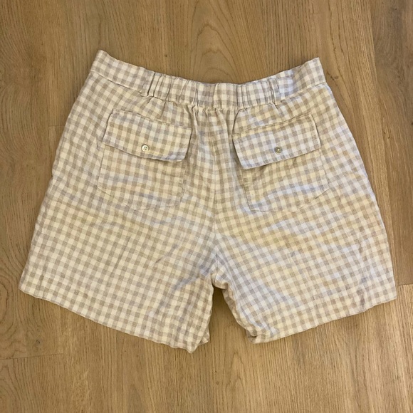 High Waisted Linen Checked Shorts - Picture 2 of 2